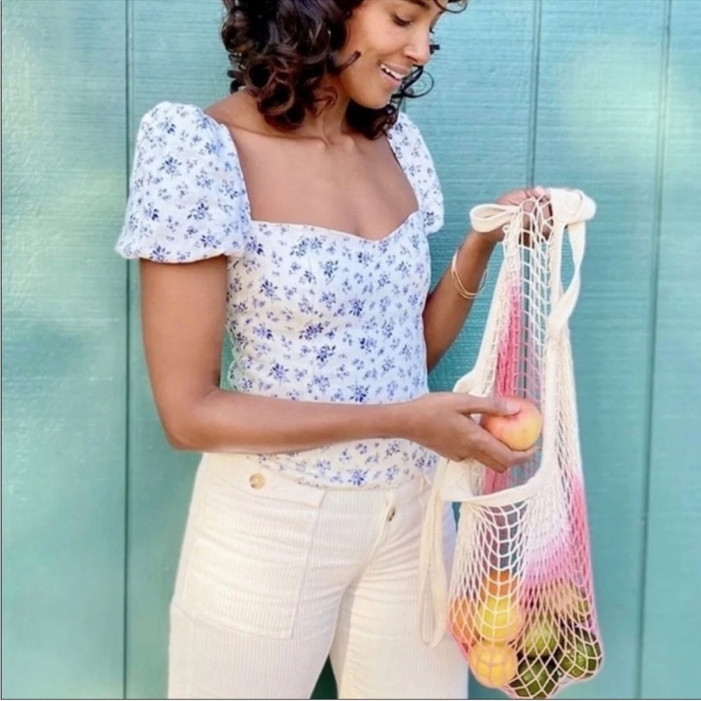 NWT Camp Collection Dip Dye Market Tote Bag Reusable New Cotton Ombre Pink